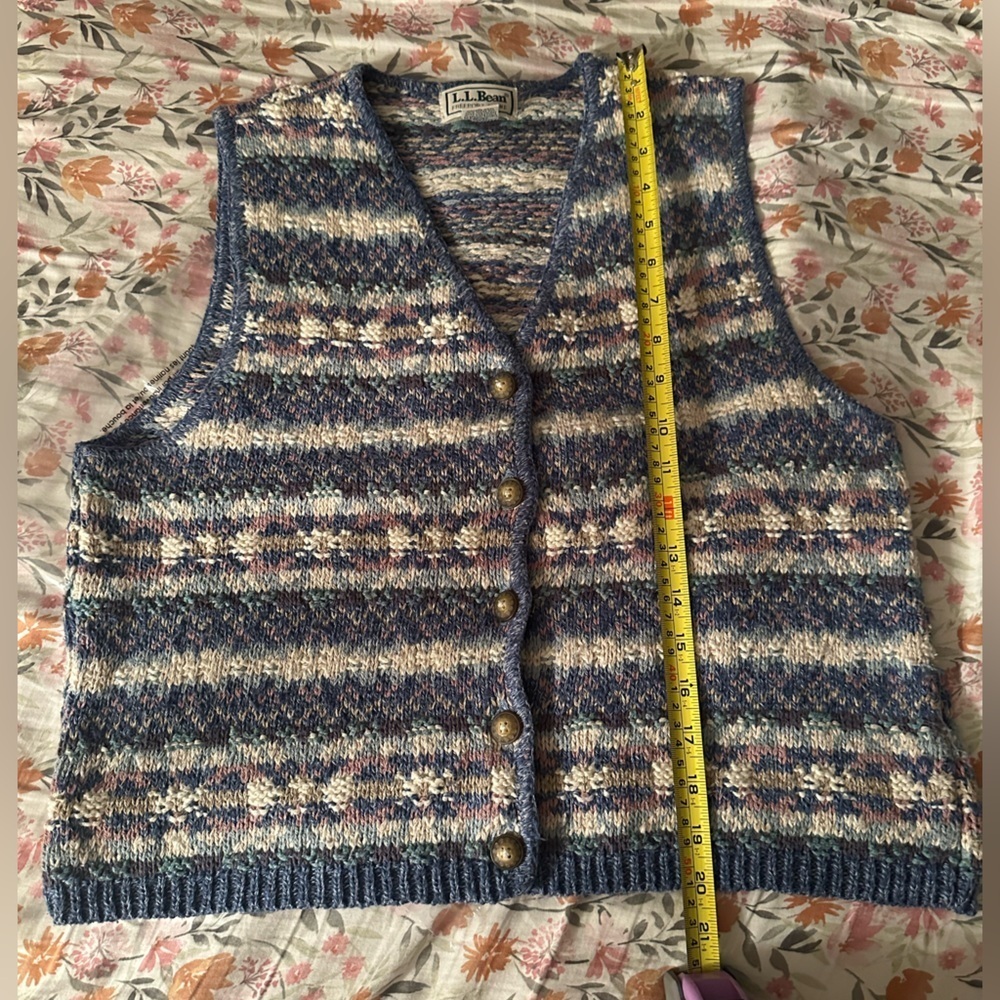 L.L. Bean Women's Multicolored Knit Vest Vintage Size Medium USA 100% Cotton 90s - Picture 5 of 5